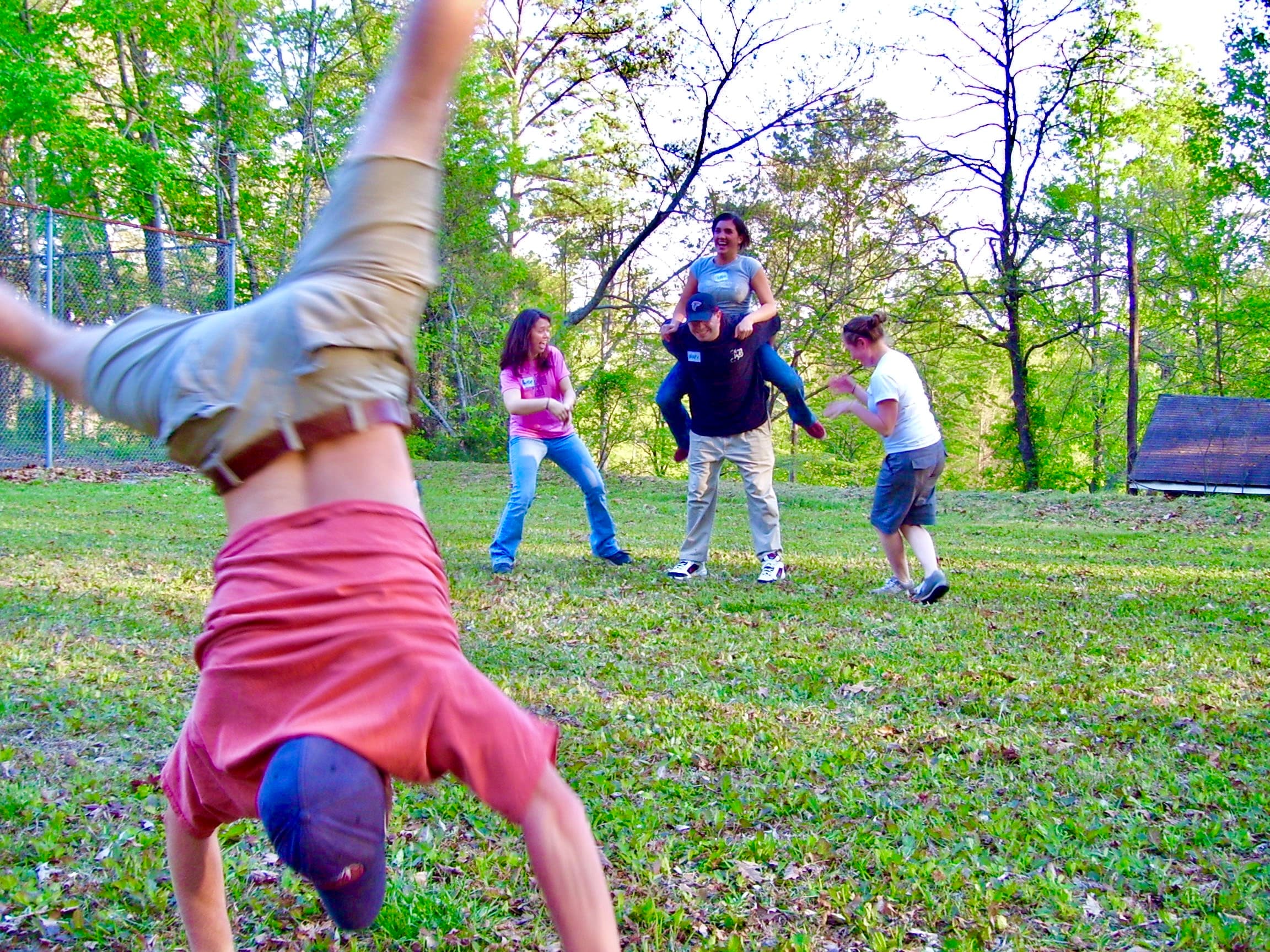 Students laughing together outdoors